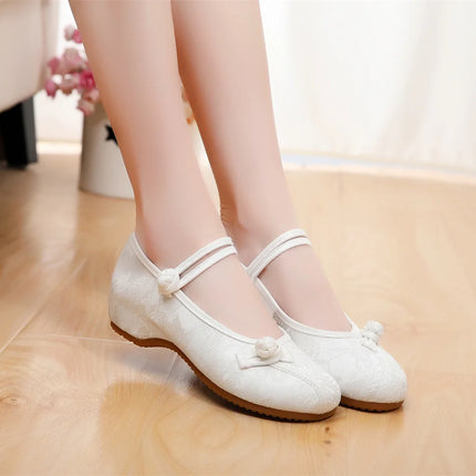 Fashion Embroidery Chinese Style Low-heel Women Shoes Elegant Casual Zapatos Vintage Woman Cloth Single Shoes Ethnic Style