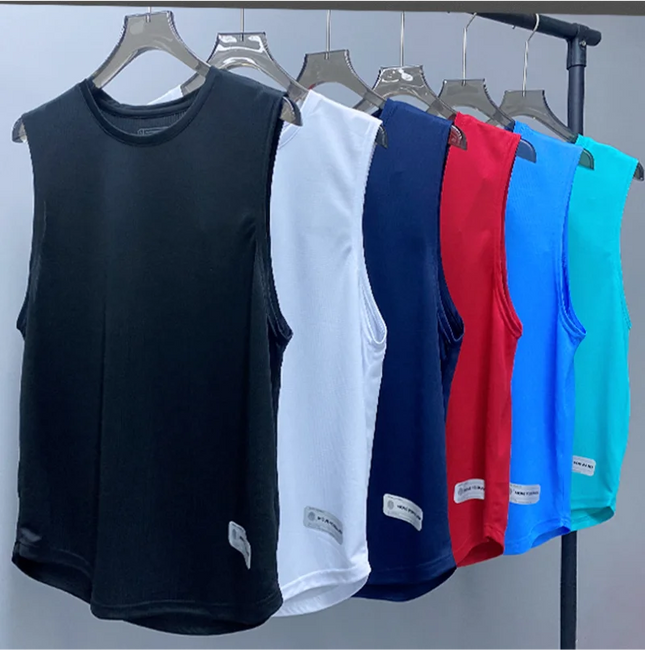 Quick Drying Elastic Sports Sleeveless T-Shirt Shirt Custom Printing Logo Embroidery Men's and Women's Running Fitness Vest