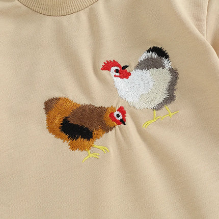 Newborn Baby Boy Girl Farm Clothes Vintage Chicken Cow Printed Bubble Romper Tops  Western Summer Outfits