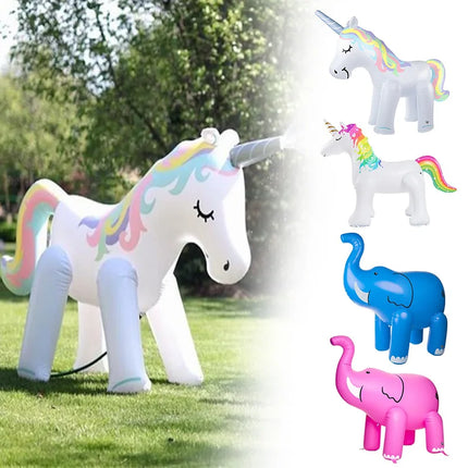 PVC Inflatable Toys Water Spraying Unicorn Elephant Water Mat Sprinkler Outdoor Toy for Children Summer Fun Play Equipment