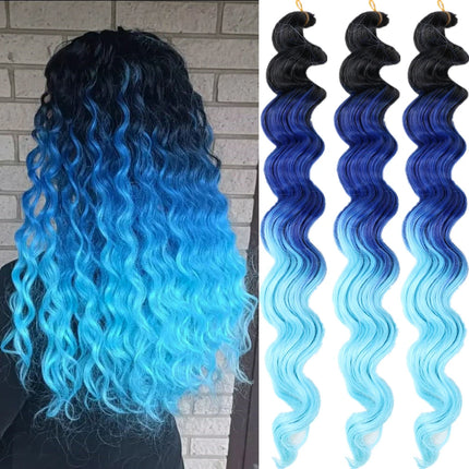 20“Deep Curly Synthetic Hair Deep Wave Bulk Crochet Braid Black Ombre Blue Brown Gray Green Purple Color Twist Braiding Hair