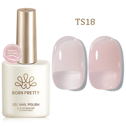 BORN PRETTY 15ml Jelly Gel Polish Milky White Nude Glitter Soak Off LED UV Gel Semi Permanent Nail Art Manicure Gel Varnish