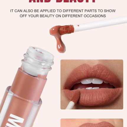 6Colors Waterproof Liquid Lipstick Matte Velvet Clay Texture Lip Gloss Bohemian Style Earth Brown Lasting Non Stick Cup Makeup