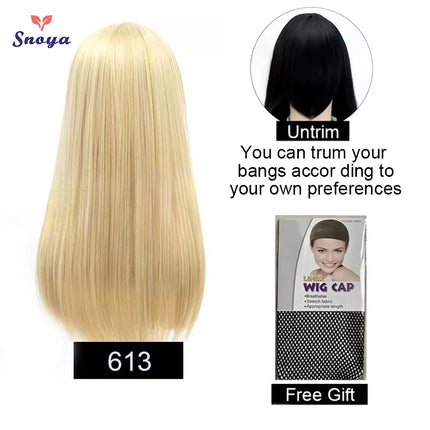 Snoya 60cm synthetic long straight cosplay wig with bangs Heat Resistant hair Anime pink blonde red blue purple women wig