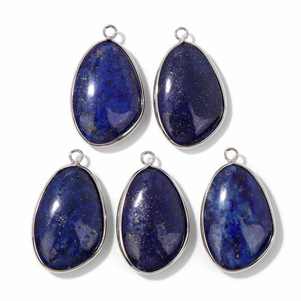 Blue Lapis Lazuli Pendant Gems Cross Hand Oval Shape Natural Stone Lapis Lazuli Charms for Jewelry Making Necklace DIY Bracelet
