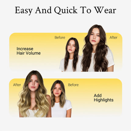 Wire Hair Extensions Real Human Hair Balayage Dark Brown to Chestnut Brown Invisible Transparent Remy Fish Line Hair Extensions