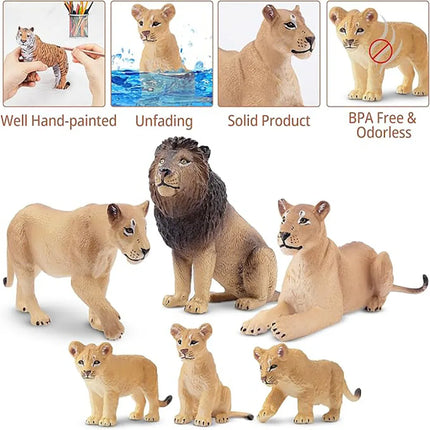 6Pcs Simulation Lion Wildlife Animal Model Toy Mini Large Giraffes Figures Dolls Action Figurines Toys for Children Set Gift