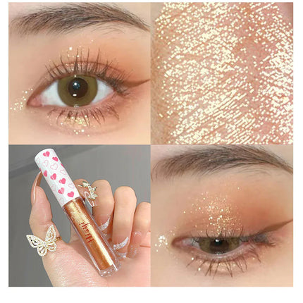 6 Colors Glitter Liquid Eyeshadow Waterproof Pearlescent Shiny Eye Shadow Highlighter Sequins Lying Silkworm Makeup Beauty Tool