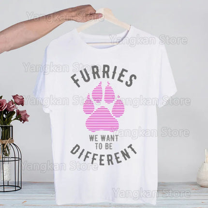 Meme Funny Fur Furry Cute T-Shirt Men Unisex Anime Cartoon Design Men Tee Shirt Homme Summer Tops Short Sleeve Vintage Style
