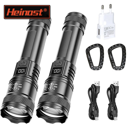 High Power LED Flashlights Built-in battery USB Rechargeable Strong Hand Light Multifunctional Torch Lamp For Emergency Camping