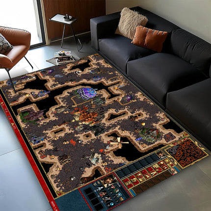 3D HOMM3 Heroes of Might and Magic Map Treasure Chest Retro Game Carpet Rug for Living Room Bedroom Home Sofa, Non-slip Floor Mat