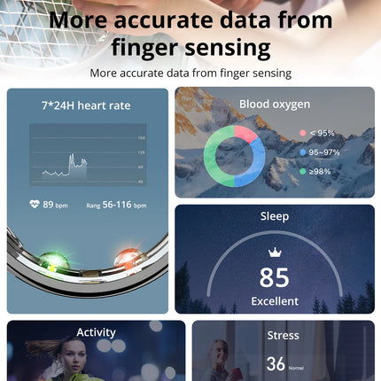 2024 COLMI R10 Smart Ring For Men Women, With Charging Case 39 Days Battery Life, Health and Sleep Monitor, 5ATM Waterproof