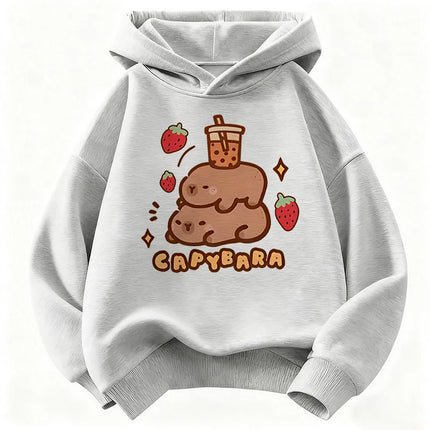 Girls' Capybara Print Long Sleeve Children's Hoodie Sweatshirt Cute Hoody for Boys Girls Autumn Casual Hoodies