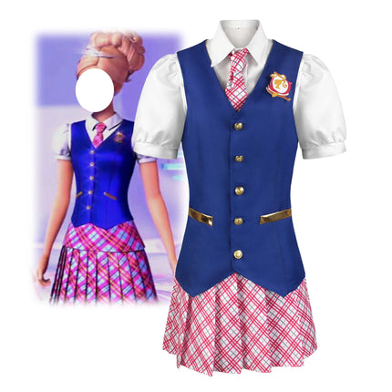 Charm Princess Movies Cosplay Costumes Women Beauty Queen Outfit Girls School Uniform Blue Vest Skirts Halloween Carnival Suit