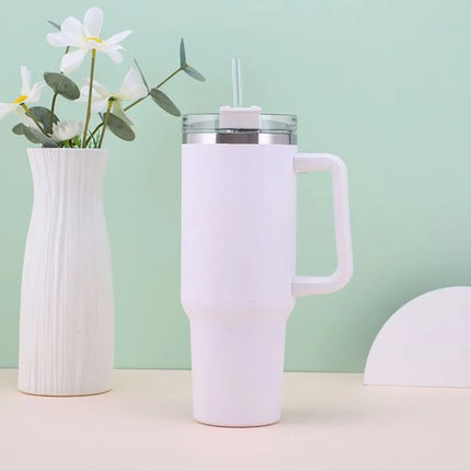 Mug Tumbler 40oz with Straw Handle Coffee Insulated 304 Stainless Steel Car Cup Keeps Cold Beer with Lids Tumbler Thermos Cup