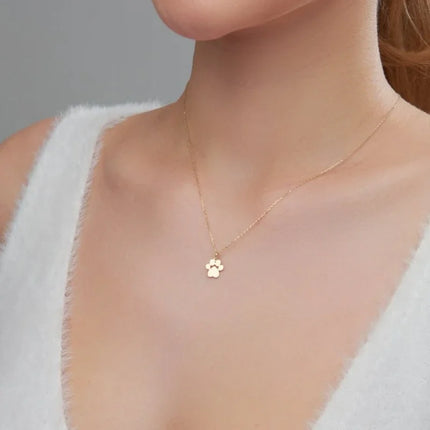 Stainless Steel Cat Paw Pendant Necklace Animal Paw Charm Choker Necklace Cat Paw Print Necklace Women Jewelry Simple Design