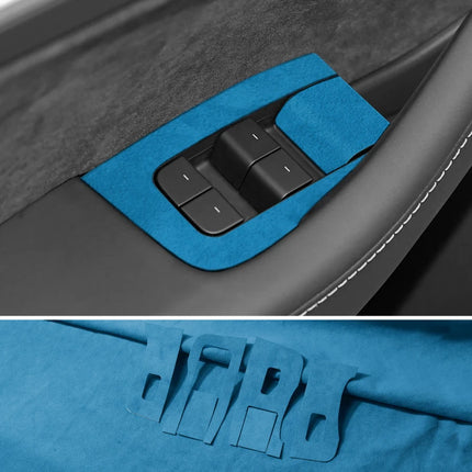 Made of Alcantara For Tesla Model 3（2019-2023）/ Y (2019-)  Windows Control Panel Trim Cover Sticker Car Interior Accessories