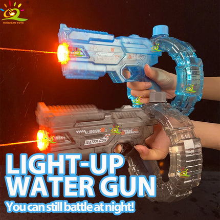 HUIQIBAO Electric Water Gun Toy for Kids Adults, Large Capacity Drum Magazine Automatic Water Pistol with Light, Summer Outdoor
