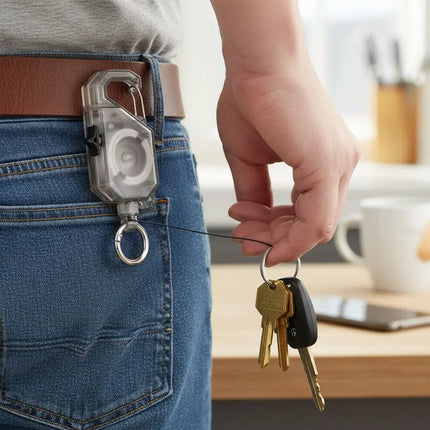 Portable Plastic Elastic Keychain Hovering Type Retractable Easy Pull Buckle Lanyard Carabiner Badge Holder Outdoor