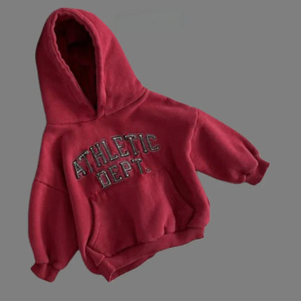 6974 Children's Sweater 2025 Autumn and Winter New Ins Letter Printing Coat for Boys and Girls Casual Hooded Velvet Sweater