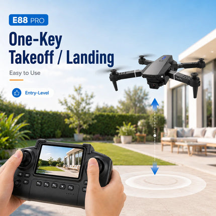ZNLYRION Foldable FPV Drone with Screen Remote 480P Dual Camera Altitude Hold Headless Model LED Night Light