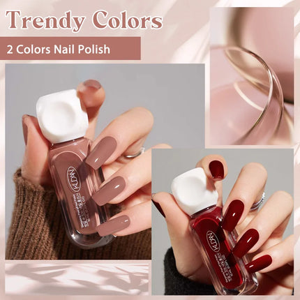2pcs/set 10ml Water-Based Peel-Off Nail Polish Kit Red Pink Long Lasting Quick Drying No Lamp Needed Nail Art Nail Supplies