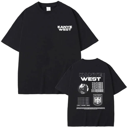Rapper Kanye West New Music Album Vultures Graphic T-Shirts Men Women Hip Hop Street Fashion Oversized Tees Pure Cotton Tops