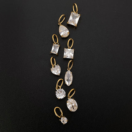 eManco 14K Gold Plated Stainless Steel  Inlaid With Zircon Pendant  Charm  Diy Jewelry Accessories Earring Making Supplies