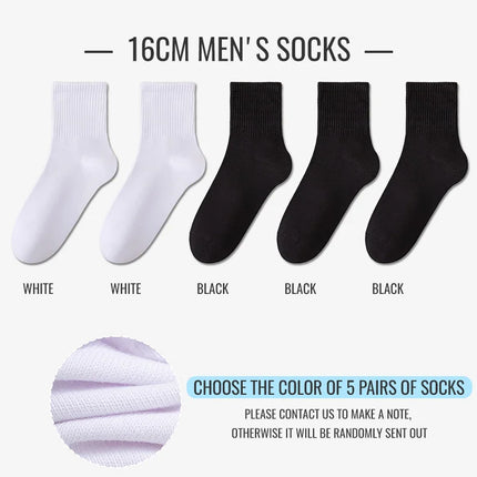 MiiOW 100% Pure Cotton Socks Men Business Dress White Black Long Sock Deodorant Antibacterial Sports Sock Running Short Sock