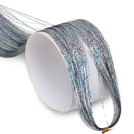 Rainbow Hair Tinsel Kit 6pcs 1200 Strands Glitter Tinsel Hair Extensions Heat Resistant Sparkling Shiny Fairy Hair Acc