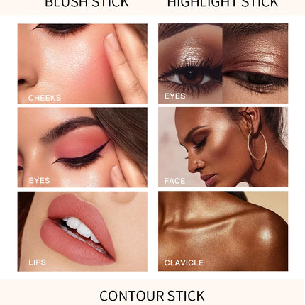 Multi-use Stick Bronzer Blusher Beauty Highlighter Blush Liquid Face Bronzer Natural Contouring Wand Stick Applicator Makeup