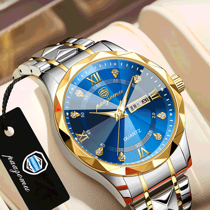 PAAZOMU Men's Wristwatch Top Brand Luxury Waterproof Luminous Date Week Men's Watches Stainless Steel Quartz Men's Watch Male reloj