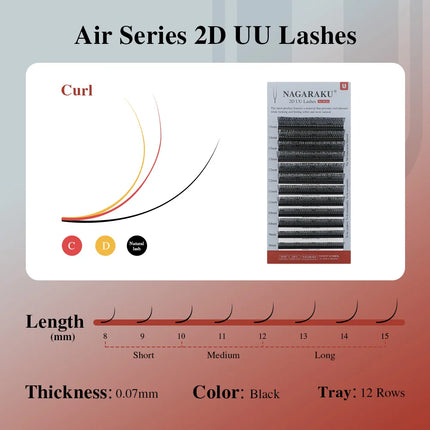NAGARAKU U Shape YY 2D UU Soft Light Natural Eyelash Extensions Parallel Makeup Supplies Dark Brown