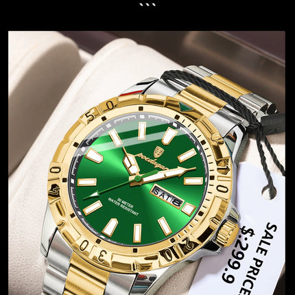 POEDAGAR Luxury Quartz Man Watch Waterproof Luminous Date Week Men Watch Military Stainless Steel Men's Watches Sport Male Clock