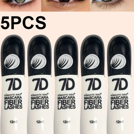 5PCS 7D Fiber Mascara Set Waterproof Durable Curling Sweatproof Anti-smudge Slimming Base for All Skin Types