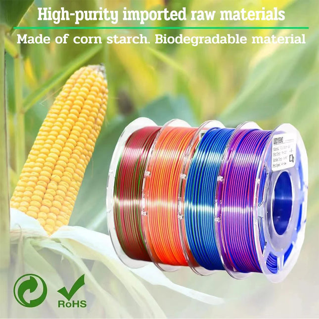 Dual Color Filament Silk PLA 1.75mm 1kg/500g/250g 3D Printer Filament High SpeedShiny PLA Multicolor Black Red Blue Bundle