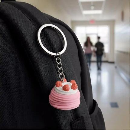 Strawberry Cake Model Keychain 1Pcs Calming Fidget Toy for Anxiety Stress Relief Finger Button Bag Charm for Girls