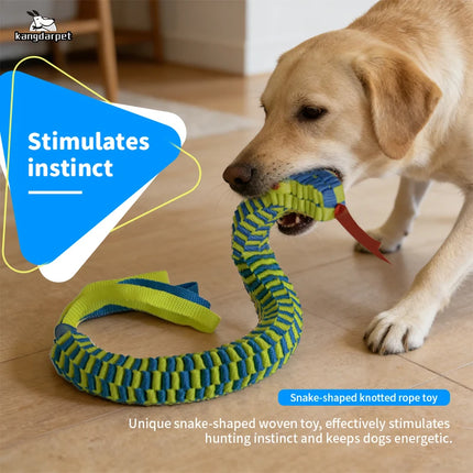 Durable Snake Shaped Dog Rope Toy Interactive Floating Pet Chew Toy for Teething Training Tug of War 3 Sizes