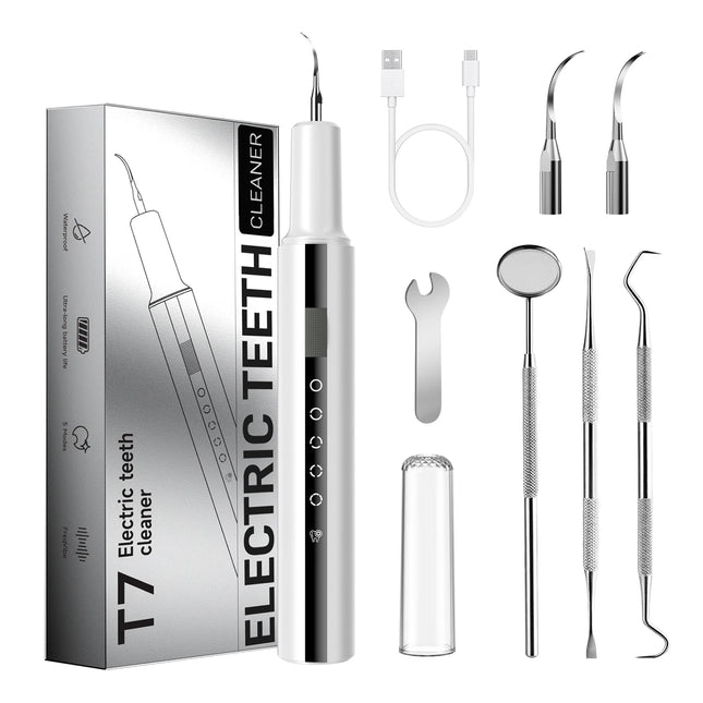 CURVY MOON T7 Portable Electric Sonic Dental Calculus Scaler Oral Teeth Tartar Remover Plaque Tooth Stone Stains Cleaner Removal