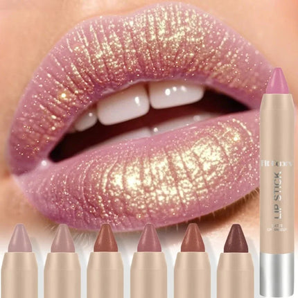 Glitter Pearlescent Crayon Lipstick Quicksand Golden Shining Non-stick Cup Shiny Lip Tint Fine Shimmer Lip Liner Stick Makeup