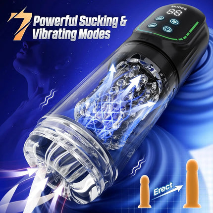 Automatic Thrusting Rotation Male Masturbator Sucking Licking LCD Penis Pump Water SPA Real Pocket Pussy Sex Toys for Men