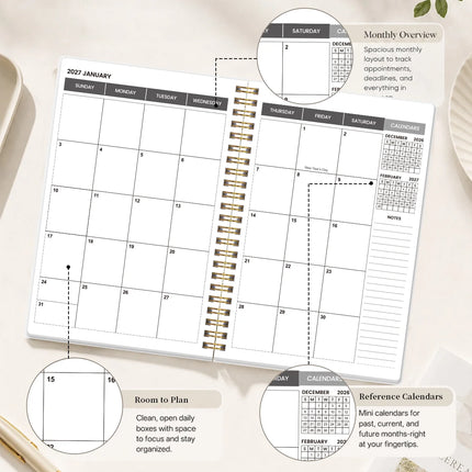1PC 2026.7-2028.6 Monthly Planner, 24 Month Pink Bow Spiral Agenda Notebook, A5 Schedule Organizer with Notes Pages