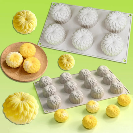 New Arrival 12 Hole Chrysanthemum Silicone Mousse Cake Mold DIY Sweet Flower Bud Mould Jelly Pudding Chocolate Fruit Baking Tool