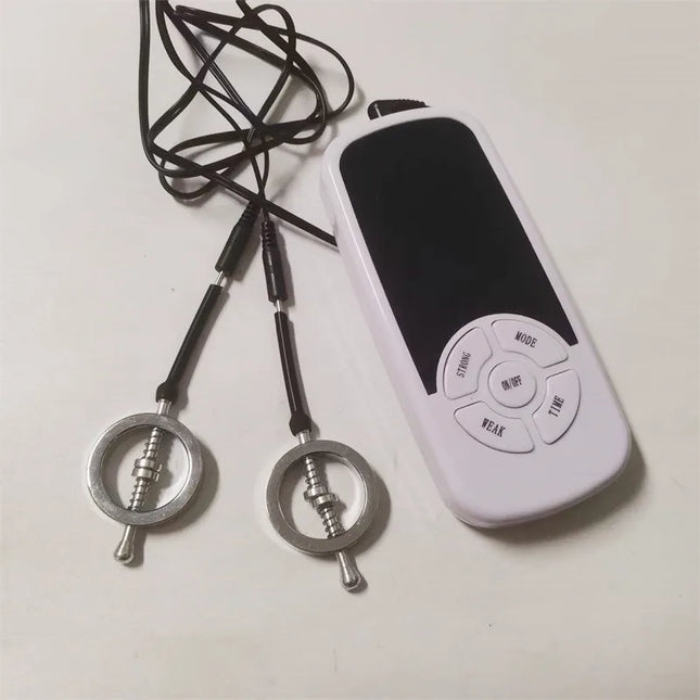 Metal Nipples Clips 6 Modes Electric Shock Labium Clamps Clitoris Stimulation Sex Toys for Women Men Couples Flirting Games