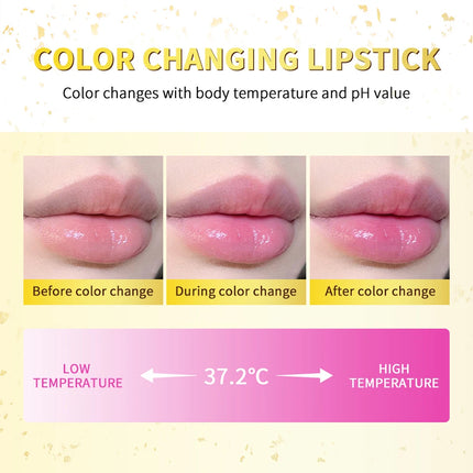 Color Changing Lipstick 2 in 1 Lip Blush Balm 24K Gold Long Lasting Moisturizing Nourishing Lips Plumper Deep Hydration Care