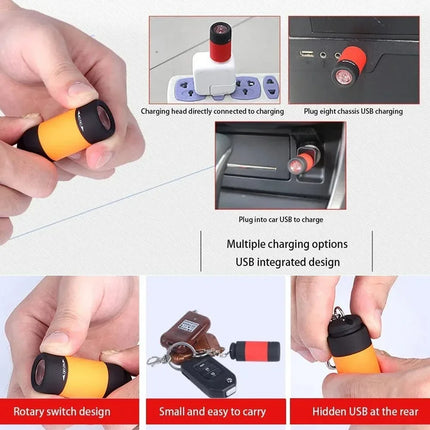Micro LED Strong Light Pocket Keychain Flashlight USB Rechargeable Waterproof Outdoor Hiking Camping Mini Flashlight Pendant