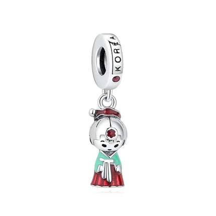 925 Sterling Silver Charms Beads Original Japanese Doll Fortune Cat Charm Fit Brand Bracelets Bangles DIY Jewelry For Women
