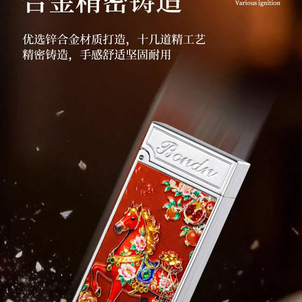 New Voice-controlled Embossed Alloy Kerosine Lighter,Intelligent Voice-controlled Ignition Open Flame Men's Personalized Lighter