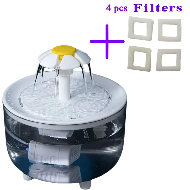 Pet Water Fountain with 4 Filters, Automatic Filter, USB Electric Cat Drinking Bowl, 1200mL Recirculating Filtering Cat Water Dispenser
