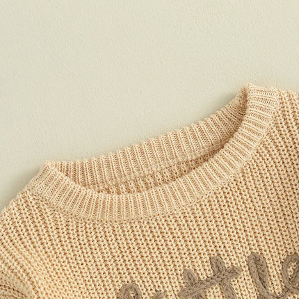 0-18months Toddler Girl Sweaters Long Sleeve Letter Embroidery Knit Pullover Sweaters For Baby Girls